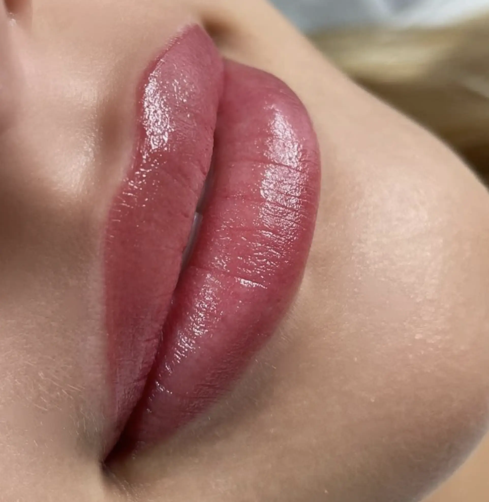 Natural lip tint result from Brisbane studio
